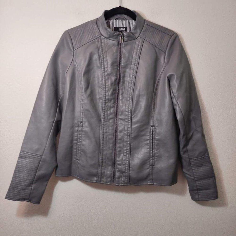 A.N.A Gray Faux Leather Jacket NEW Small